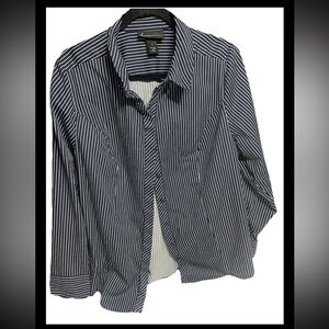 Layne Bryant Navy and White Striped Shirt women size 18